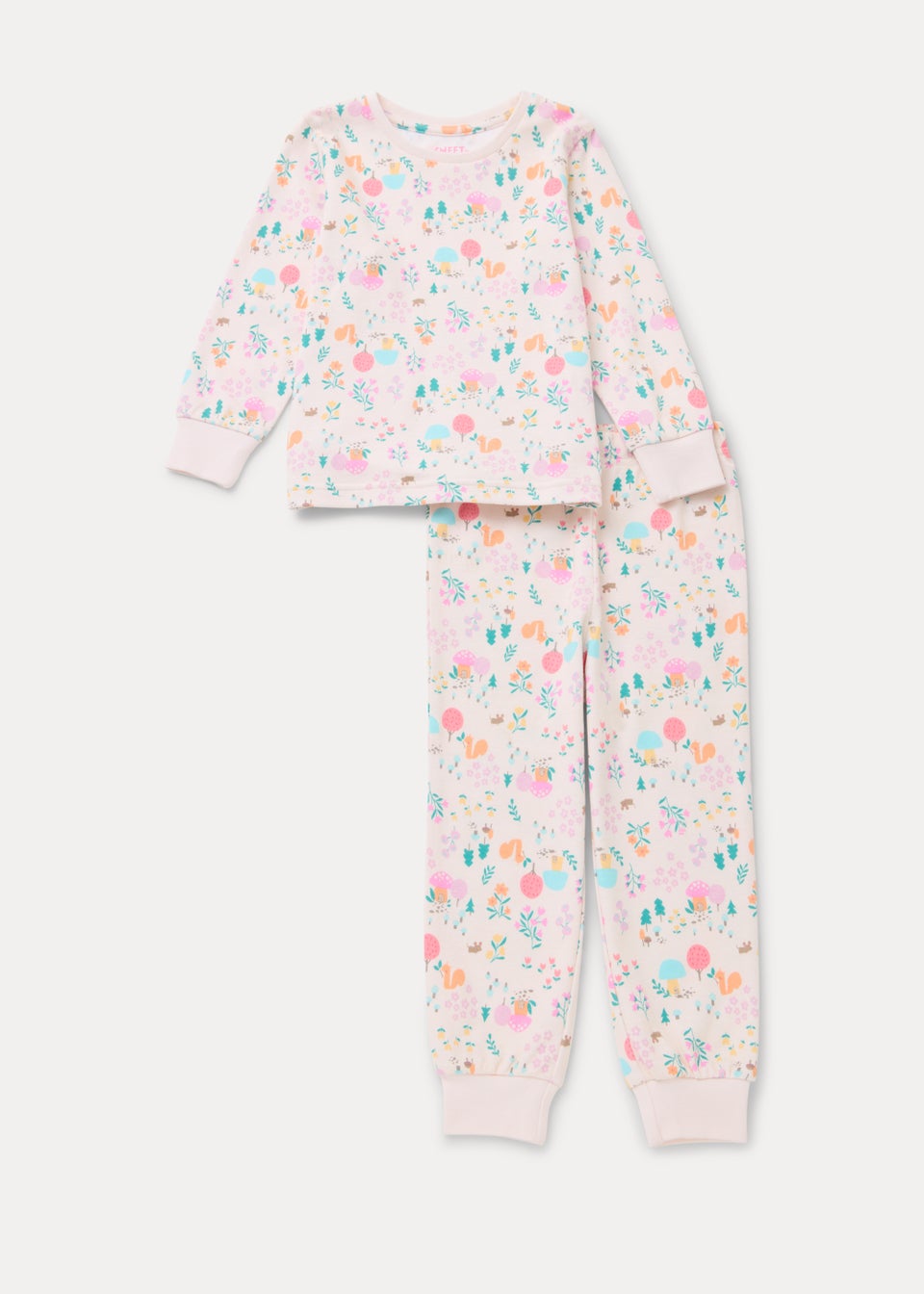 Girls Cream Floral Woodland Pyjama Set (9mths-5yrs)