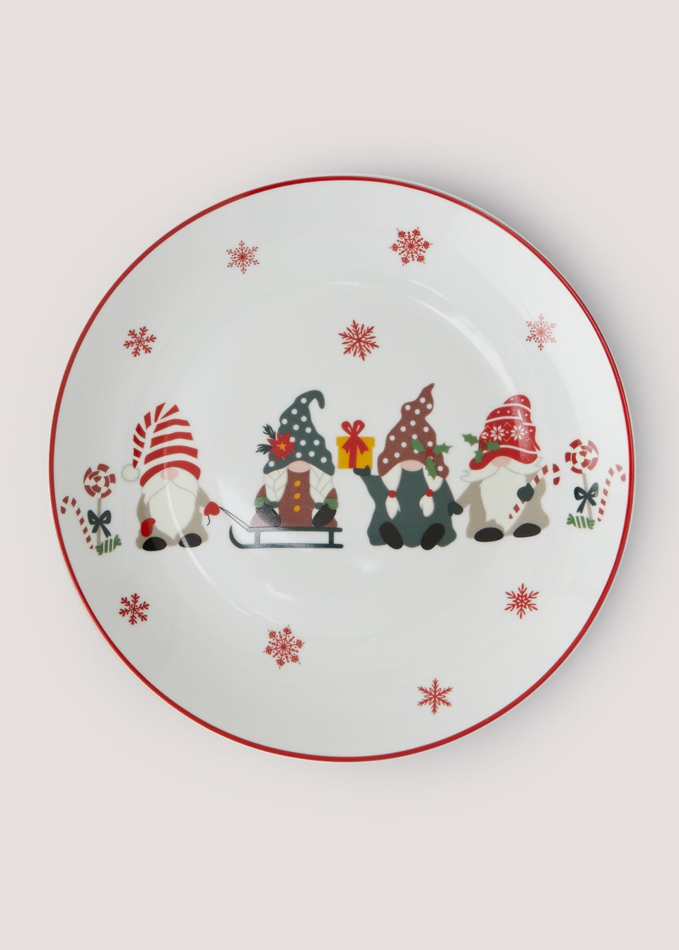 Red Christmas Gonk Dinner Plate (27cm) - Matalan