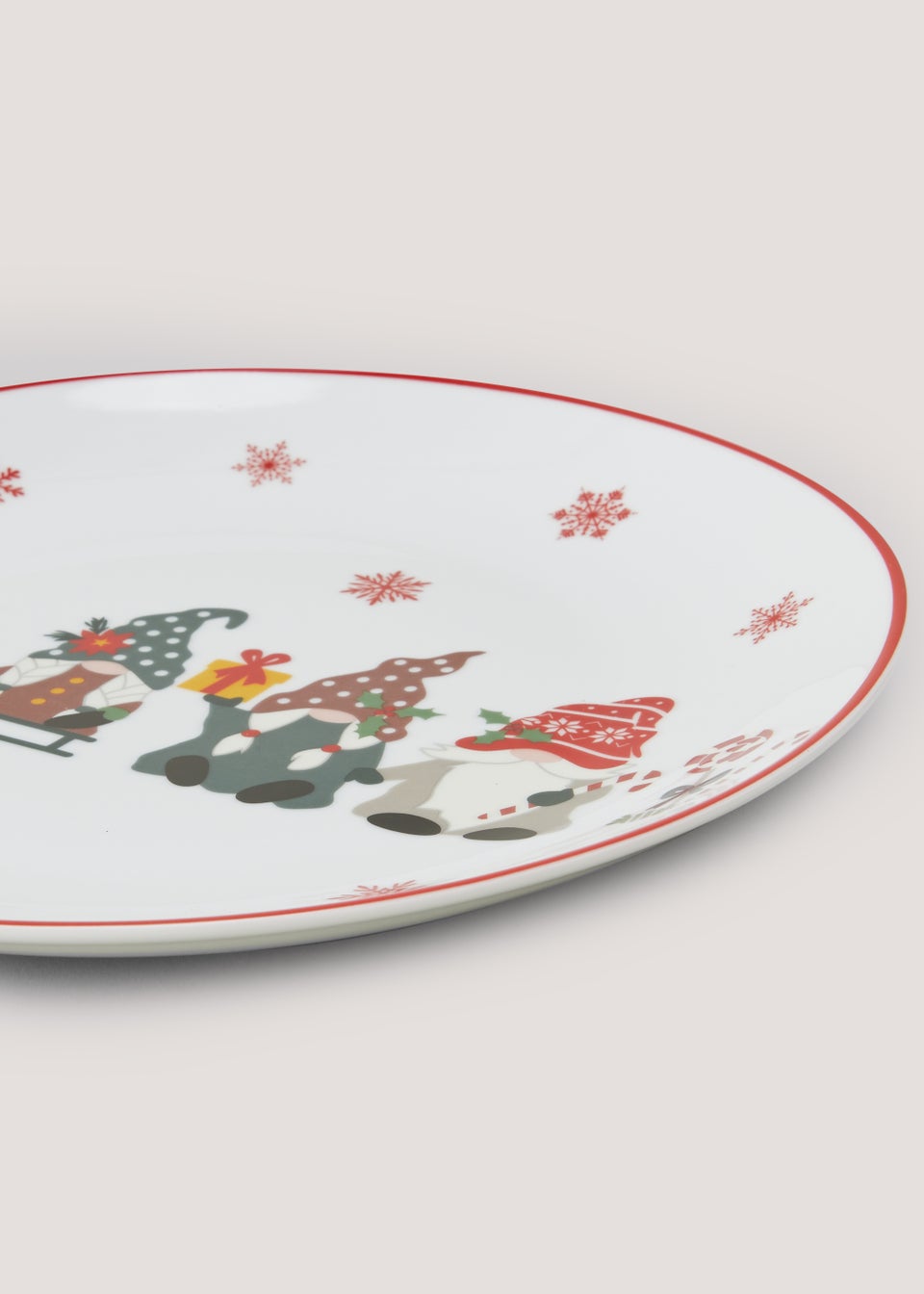 Red Christmas Gonk Dinner Plate (27cm) - Matalan