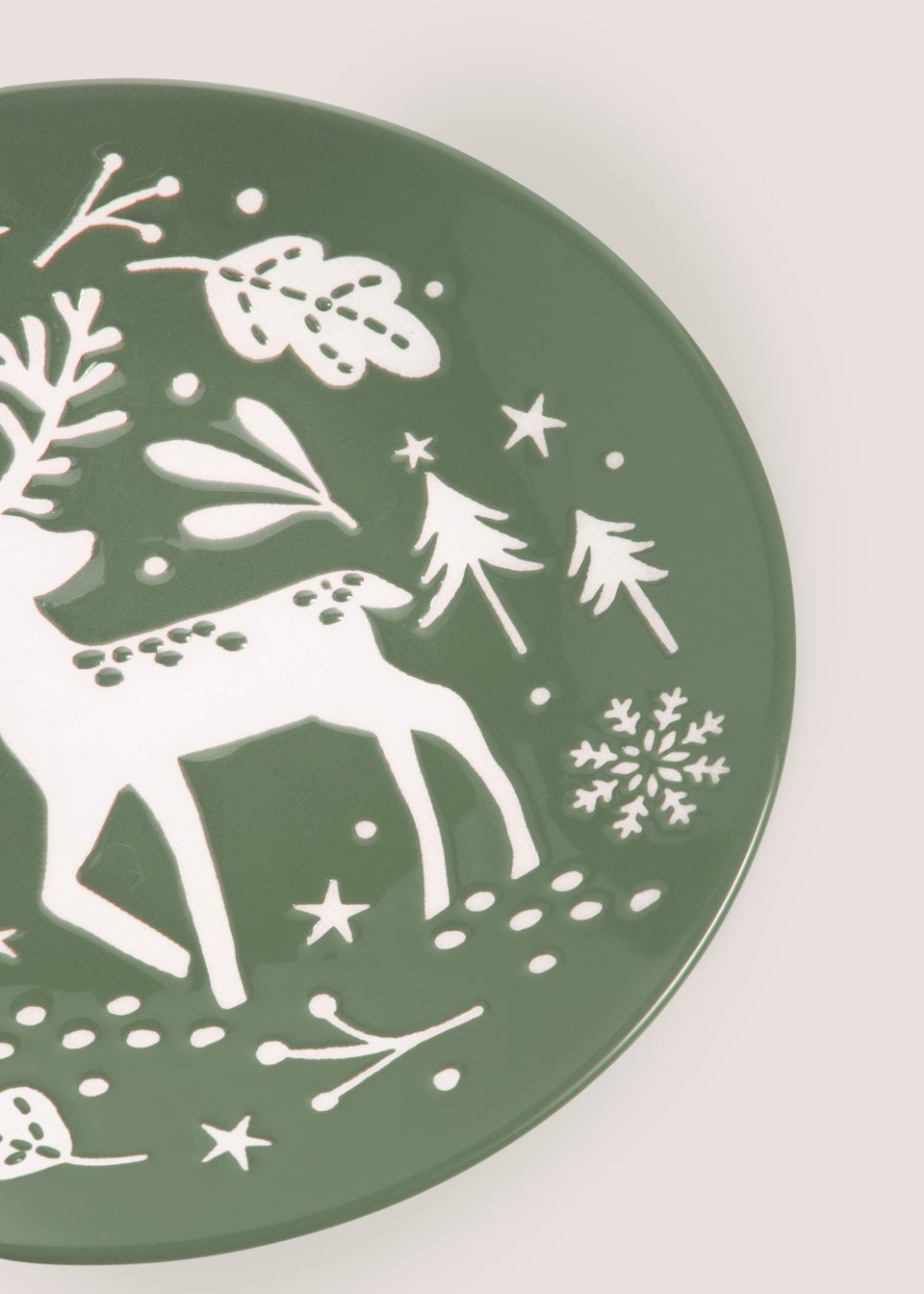 Green Christmas Stag Side Plate (19cm)