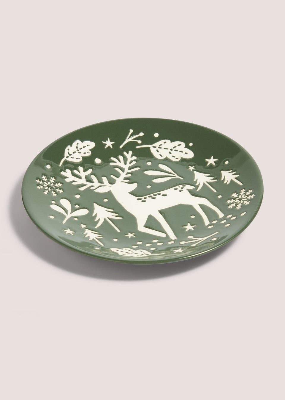 Green Christmas Stag Side Plate (19cm)