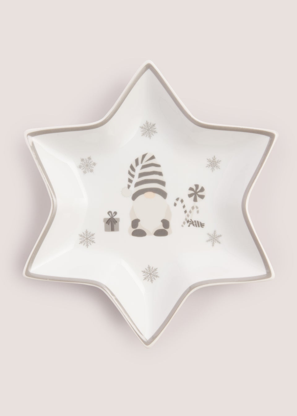 Grey Christmas Gnome Star Dish (20cm)