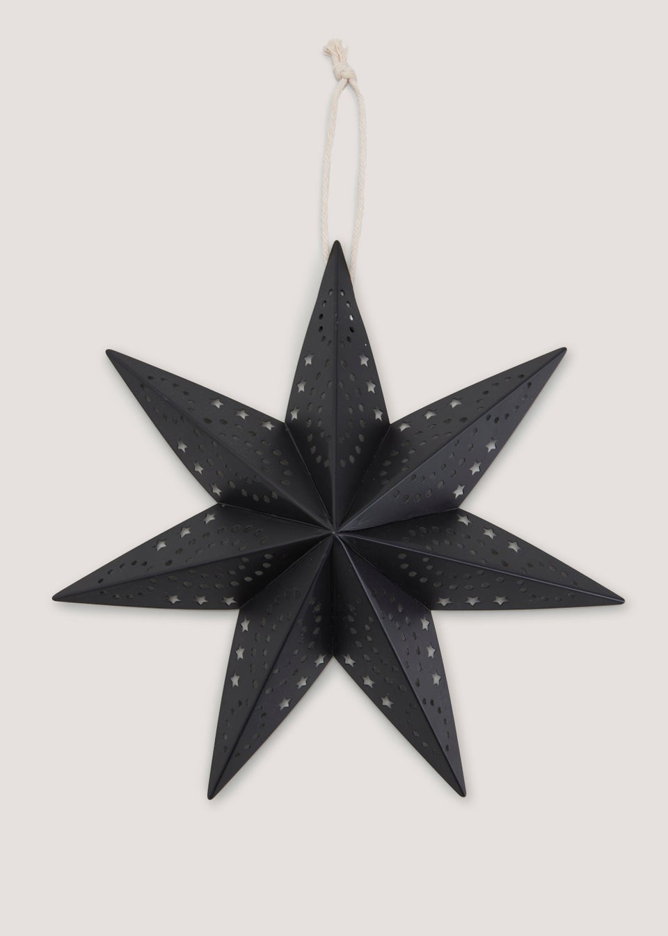 Black Metal Small Christmas Hanging Star (15cm x 30cm x 30cm) - Matalan