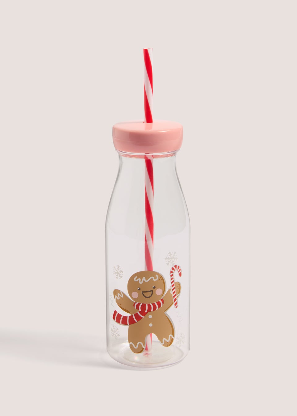 Gingerbread Large Milk Bottle with Straw (25cm x 7cm)