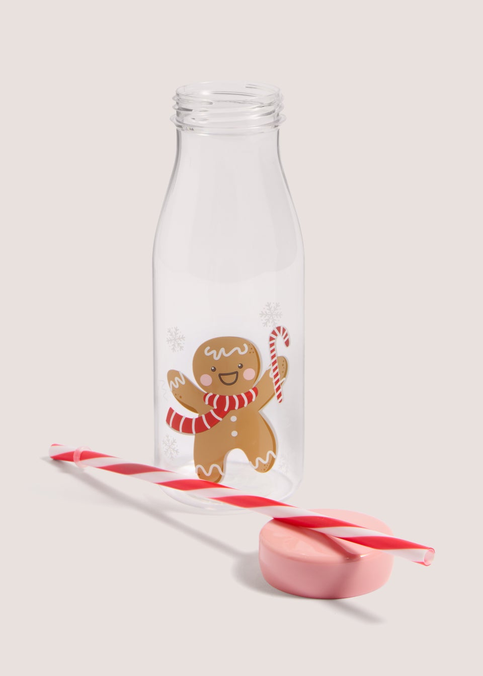 Gingerbread Large Milk Bottle with Straw (25cm x 7cm)
