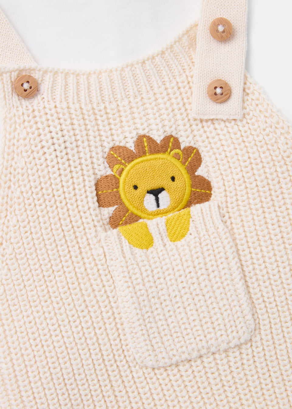 Baby Cream Lion Knitted Dungarees & T-Shirt Set (Newborn-23mths)