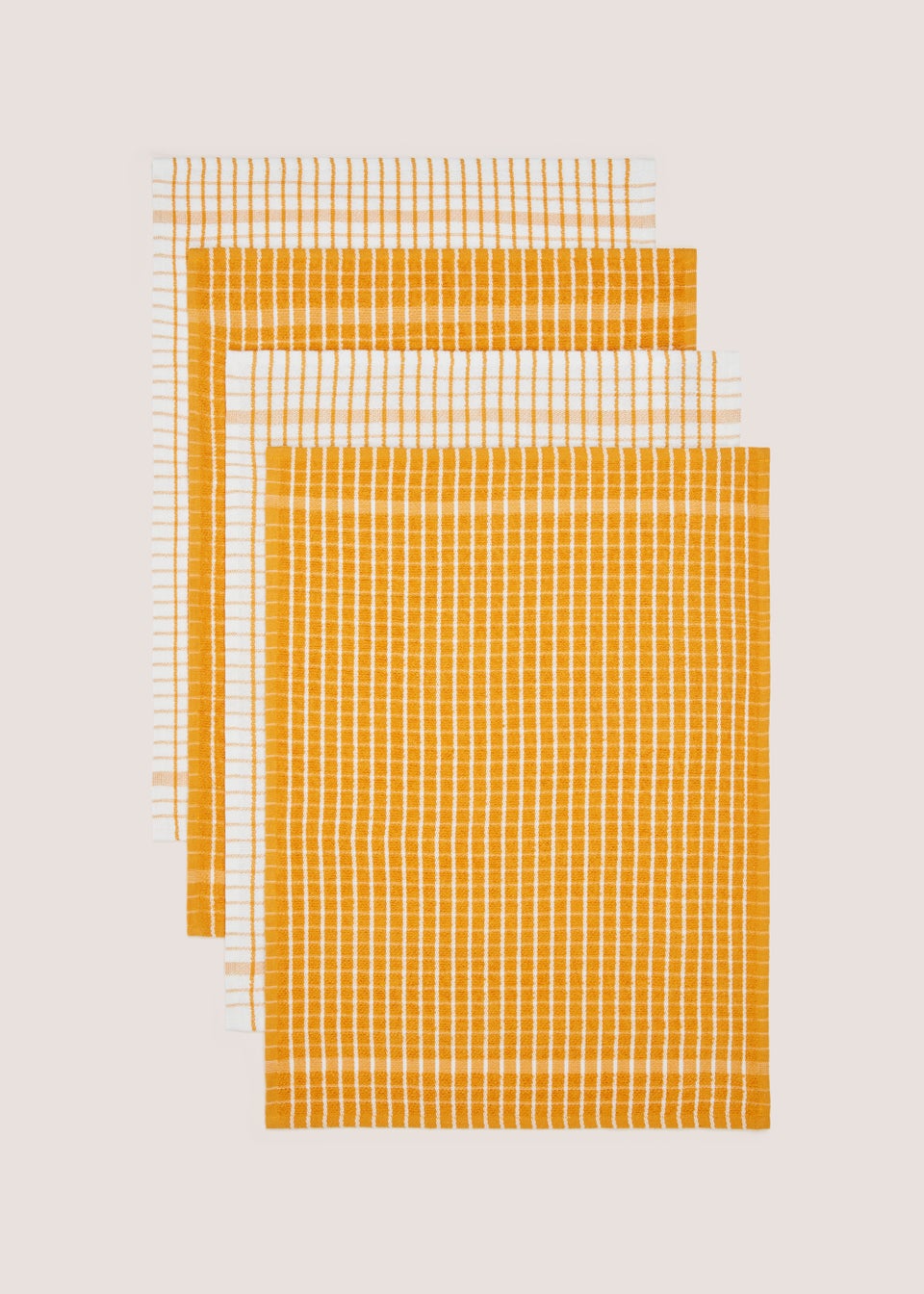 4 Pack Yellow Check Tea Towels