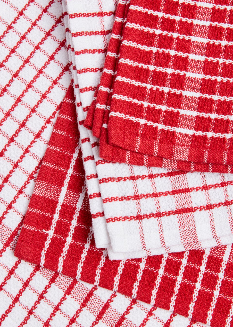 4 Pack Red Check Tea Towels (60cm x 45cm)