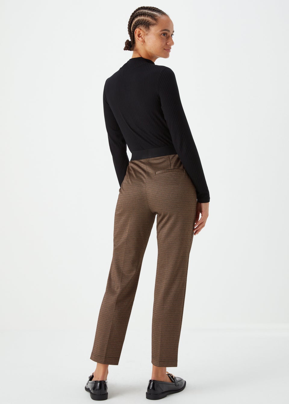 Brown Check Elasticated Trousers