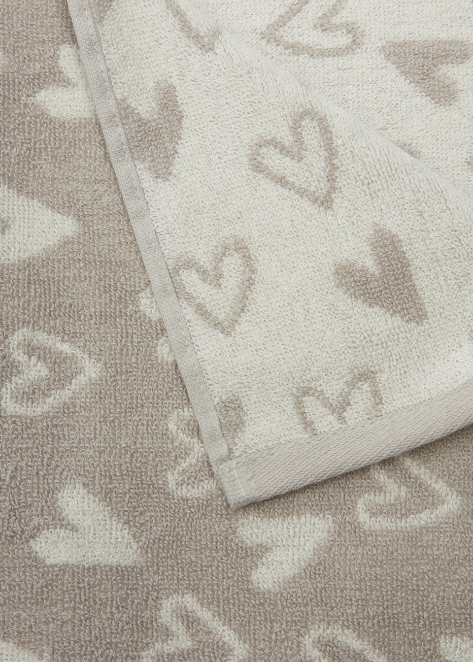 Grey Heart 100% Cotton Towels