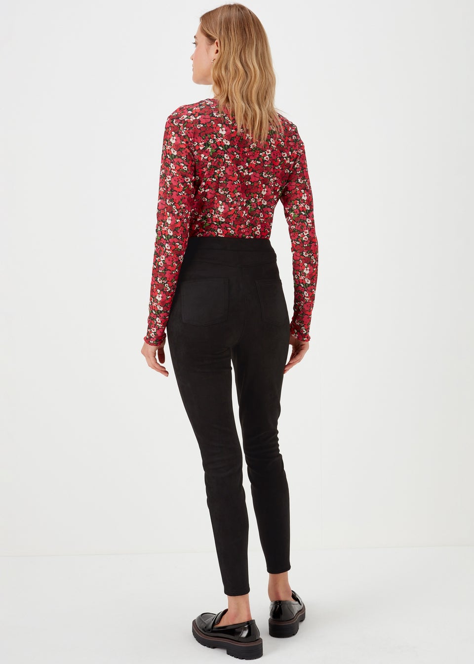 Black Faux Suede Skinny Trousers