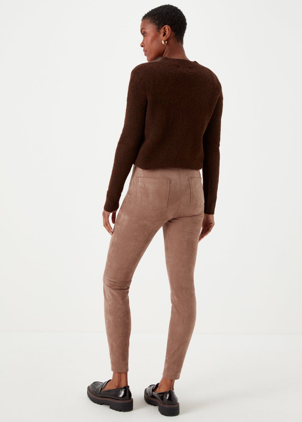 Brown Faux Suede Skinny Trousers