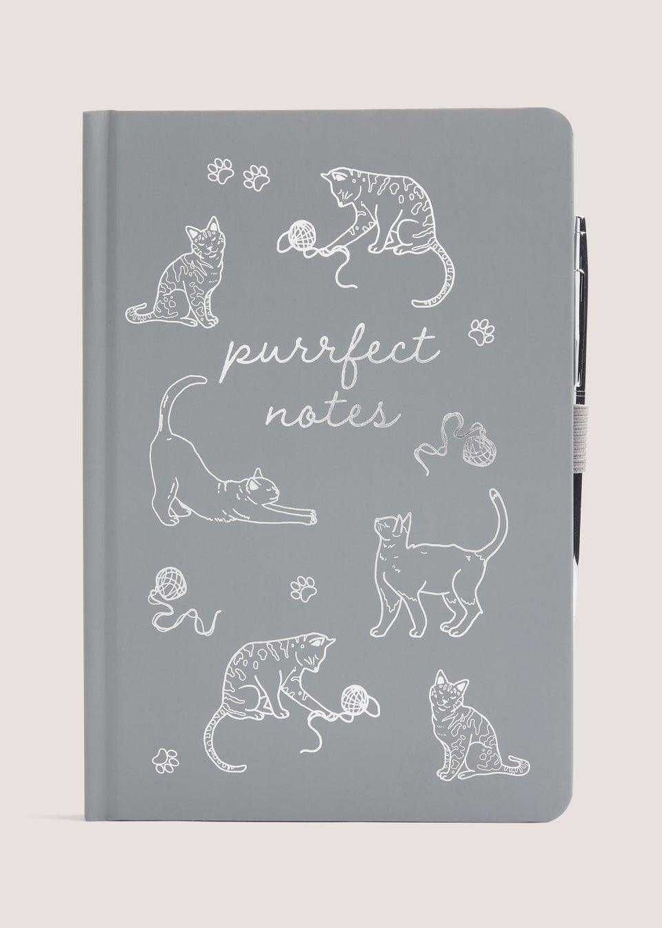 Grey Cat Notebook & Pen Set (22cm x 15.5cm x 1.5cm)