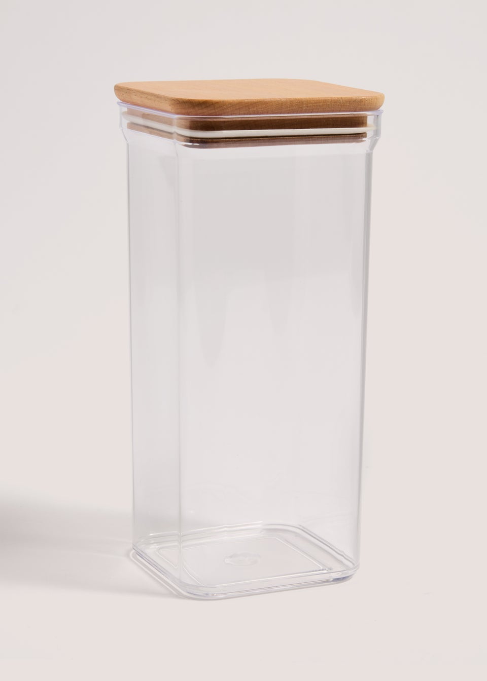 Clear Plastic Food Storage with Wooden Lid (22cm x 9cm)