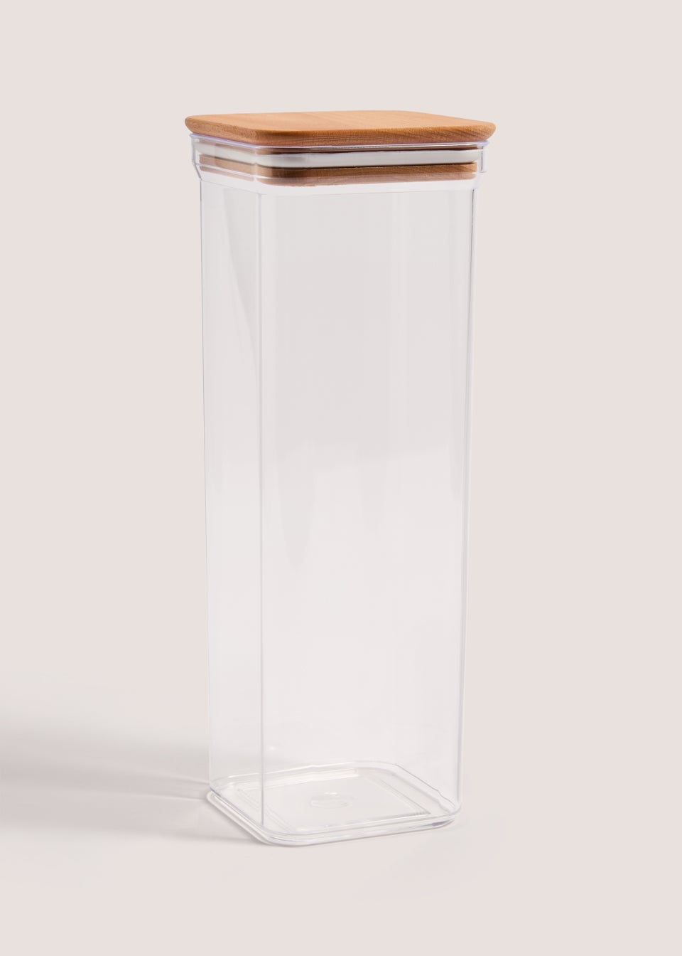 Clear Plastic Food Storage with Wooden Lid (28.5cm x 9.5cm)