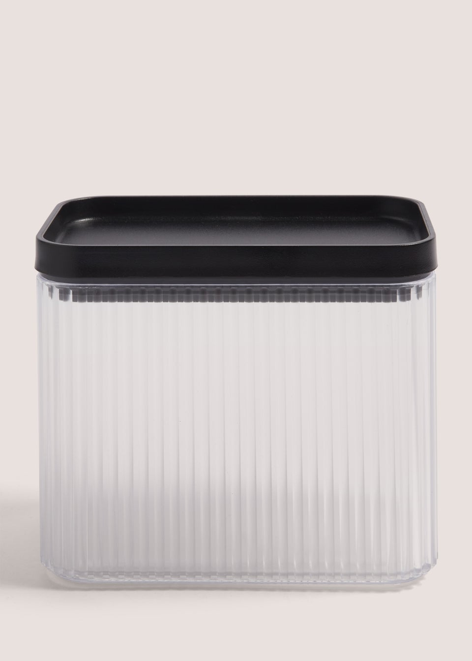Clear Ribbed Plastic Storage with Black Lid (11cm x 14cm)