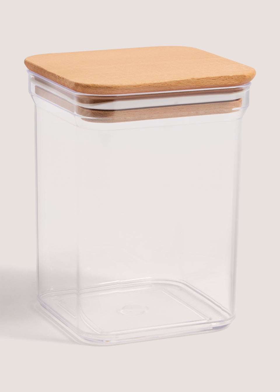 Clear Plastic Food Storage with Wooden Lid (14cm x 10.5cm)