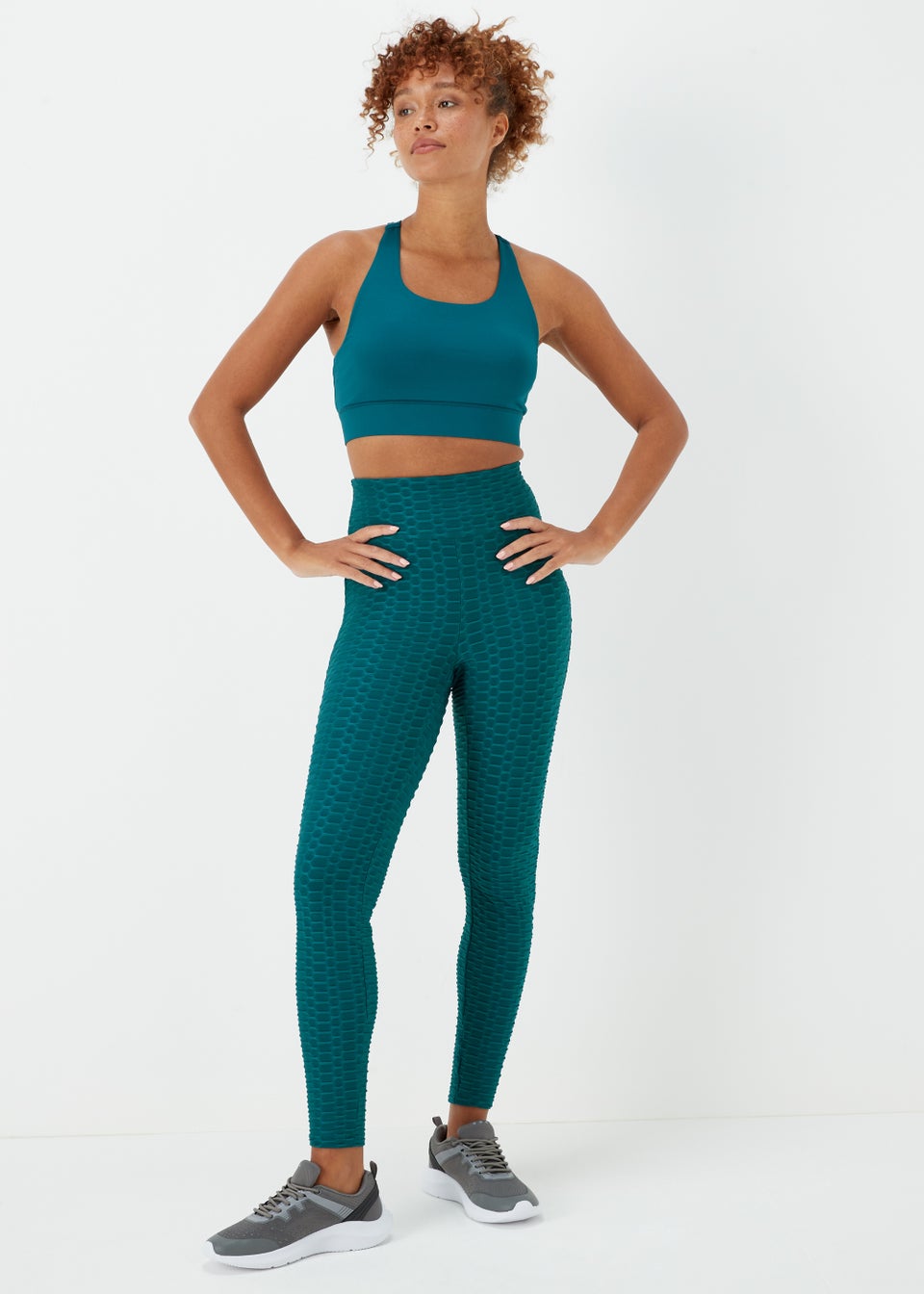 Souluxe Teal Ruched Sports Leggings
