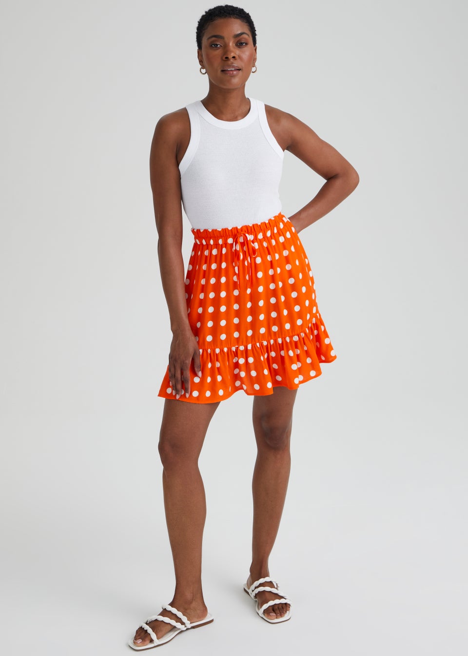 Polka dot new arrivals orange skirt