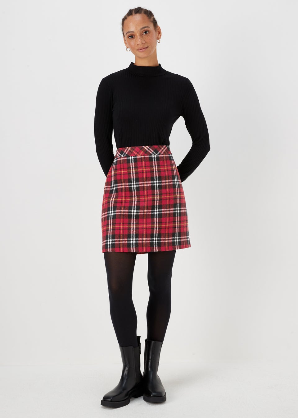Red Check A-Line Mini Skirt