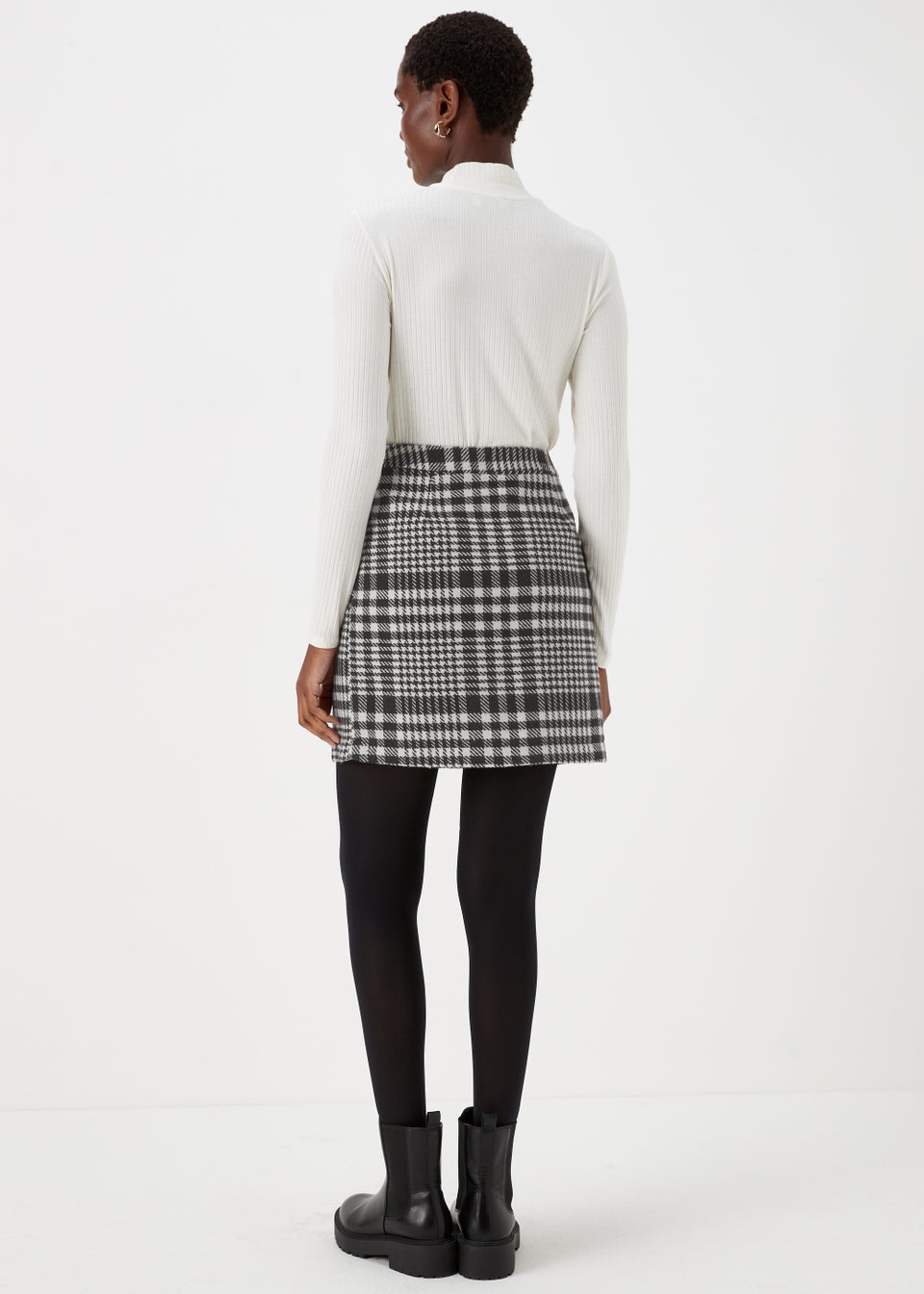 Black Check A-Line Skirt