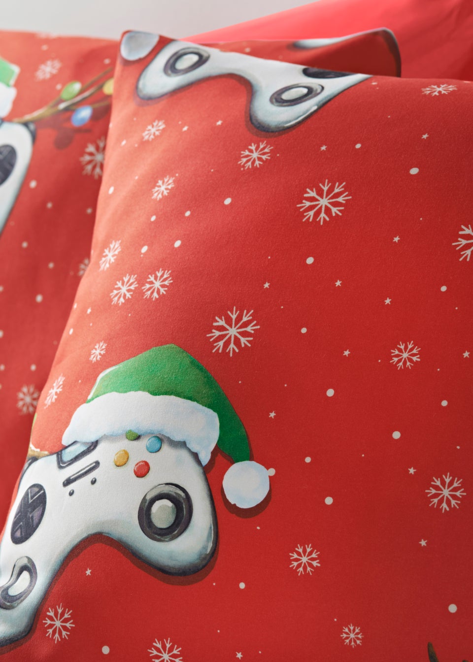 Red Game Controller Christmas Duvet Cover