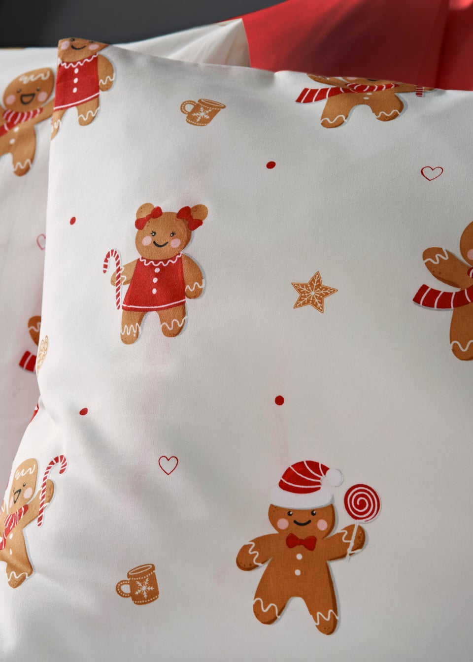 White & Red Gingerbread People Duvet Cover