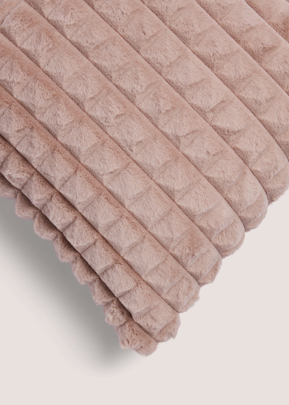 Beige Grid Faux Fur Cushion (43cm x 43cm)
