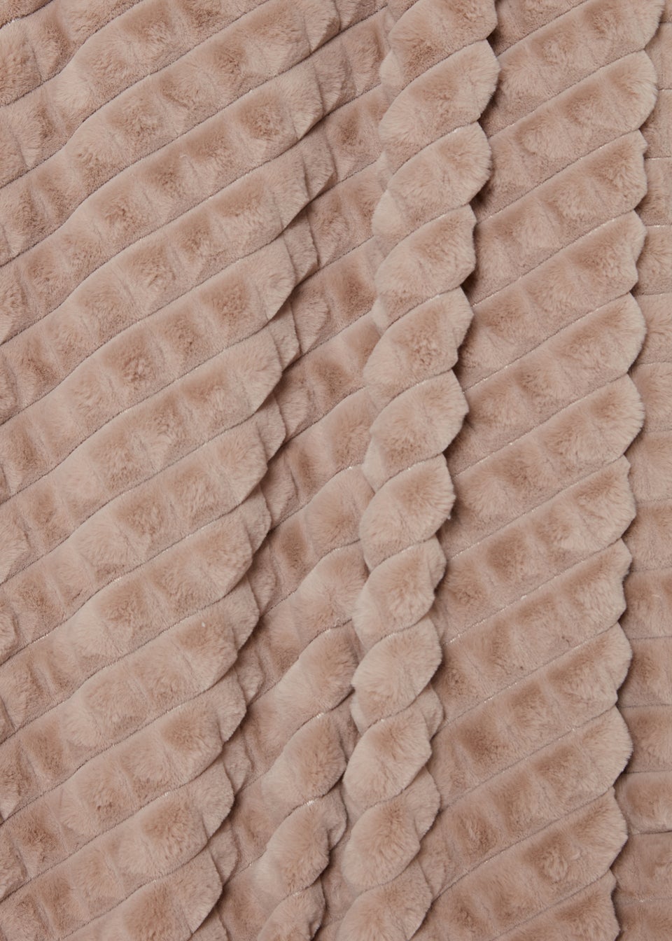 Beige Grid Faux Fur Throw (180cm x 150cm)