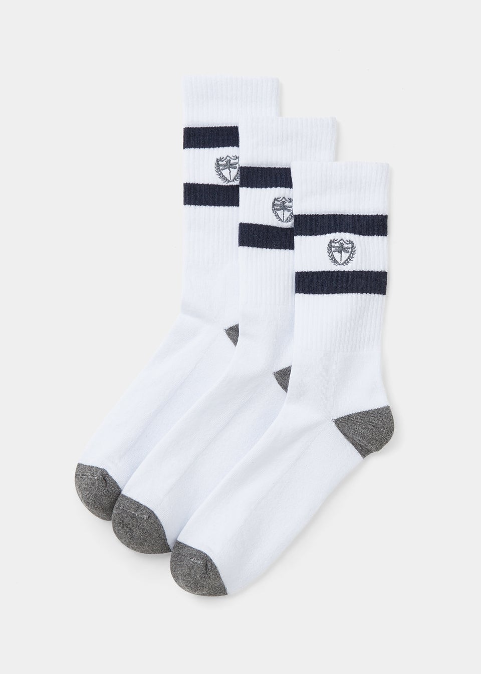 3 Pack White Sports Socks - Matalan