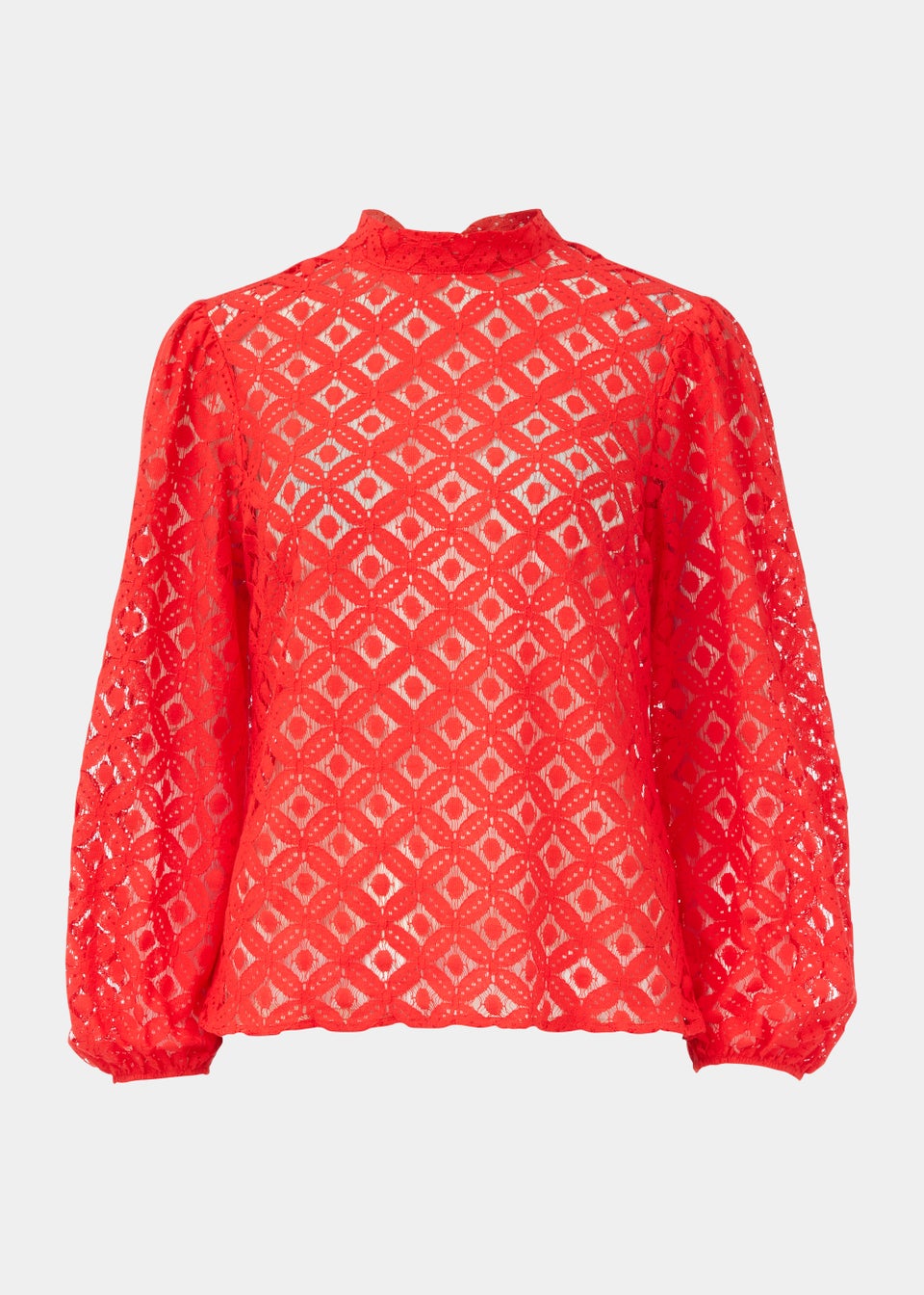 Red lace high neck top sale