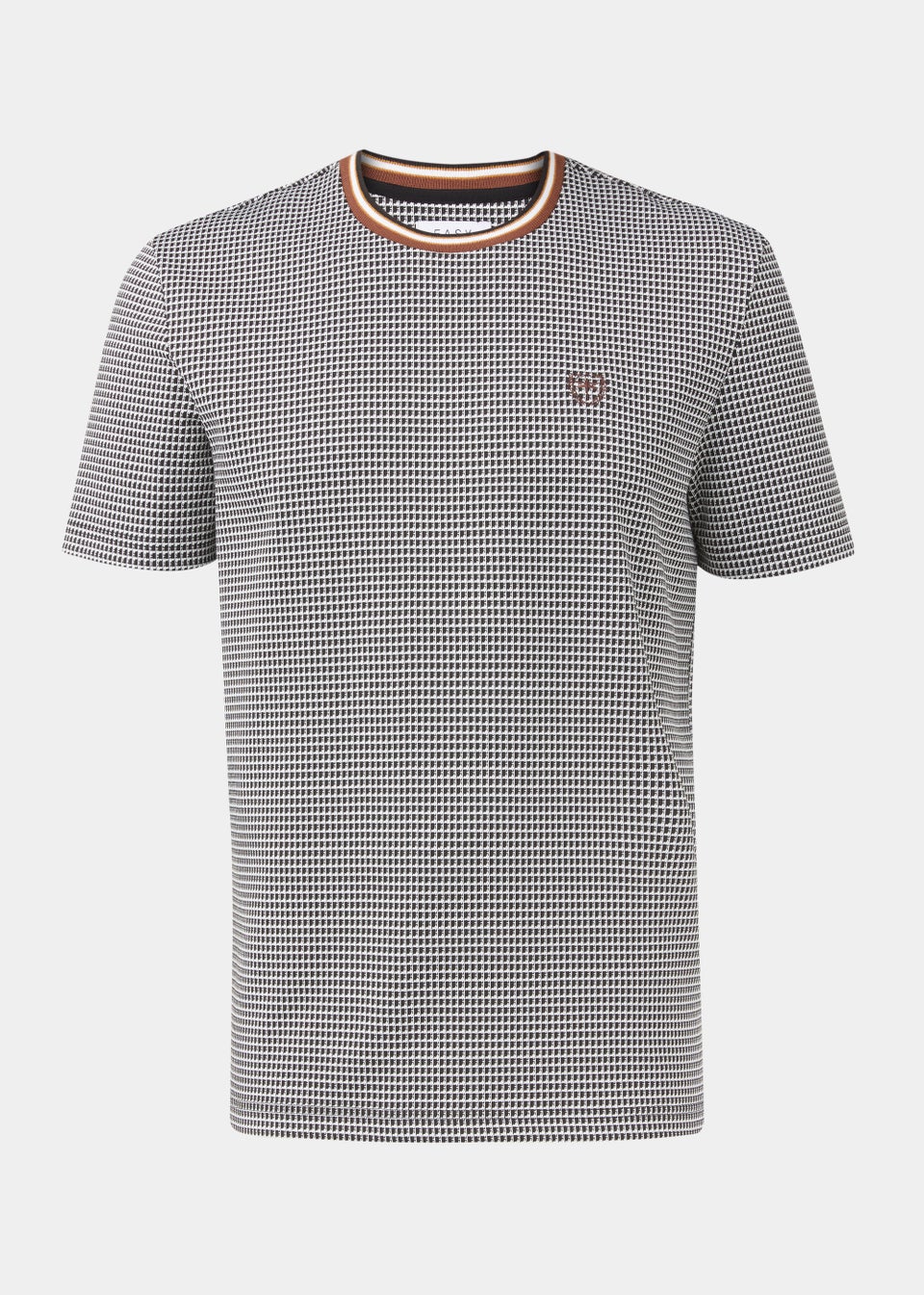 Black & White Jacquard Gingham Print Smart T-Shirt