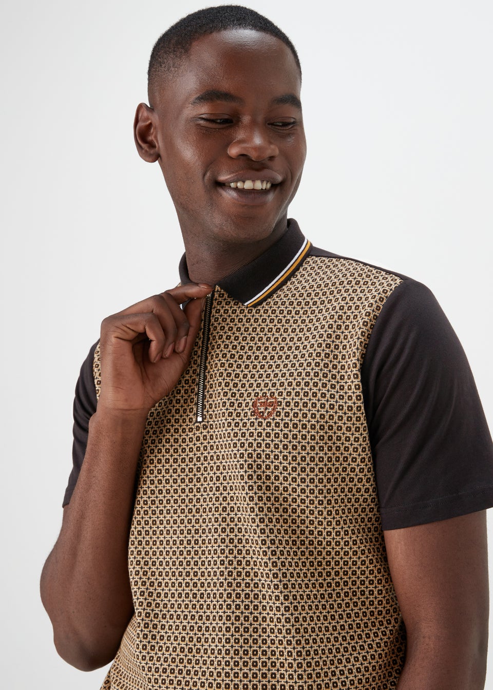 Stone Jacquard Print Smart Polo Shirt