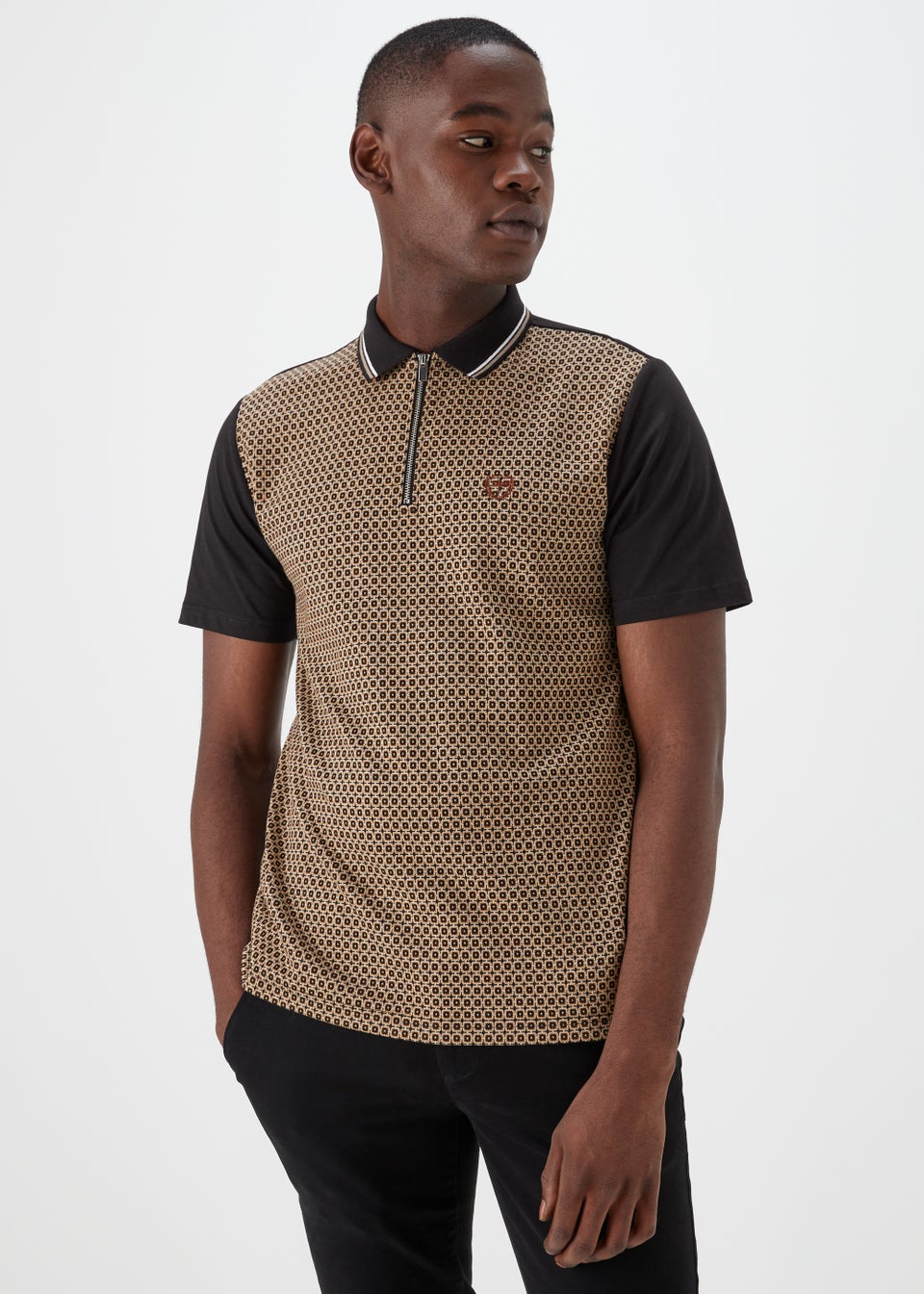 Stone Jacquard Print Smart Polo Shirt