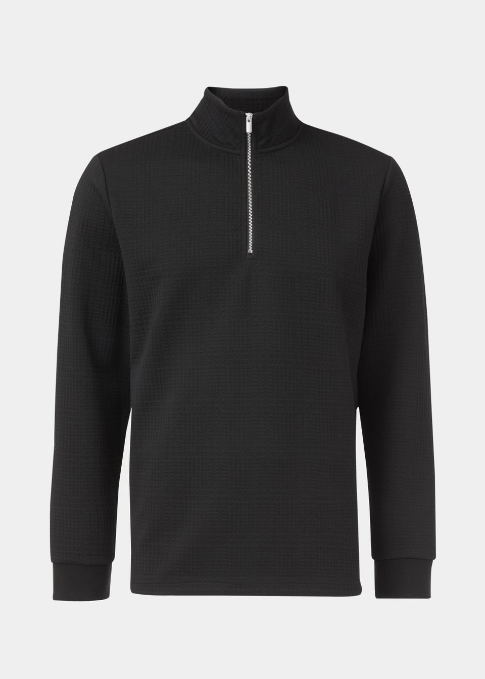 Black Textured Half Zip Sweatshirt