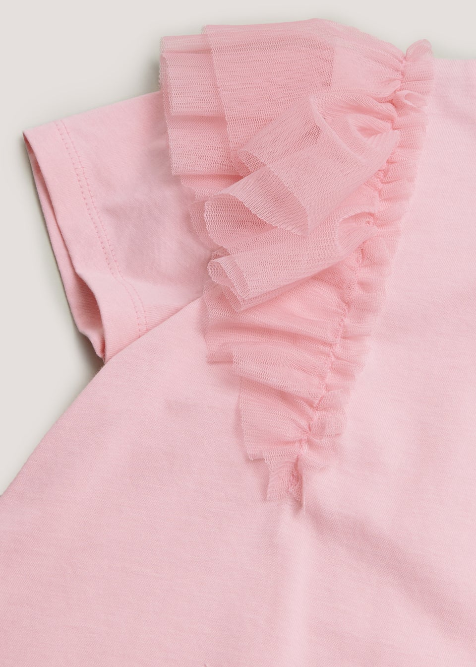 Girls Pink Frill Organza T-Shirt (4-13yrs)