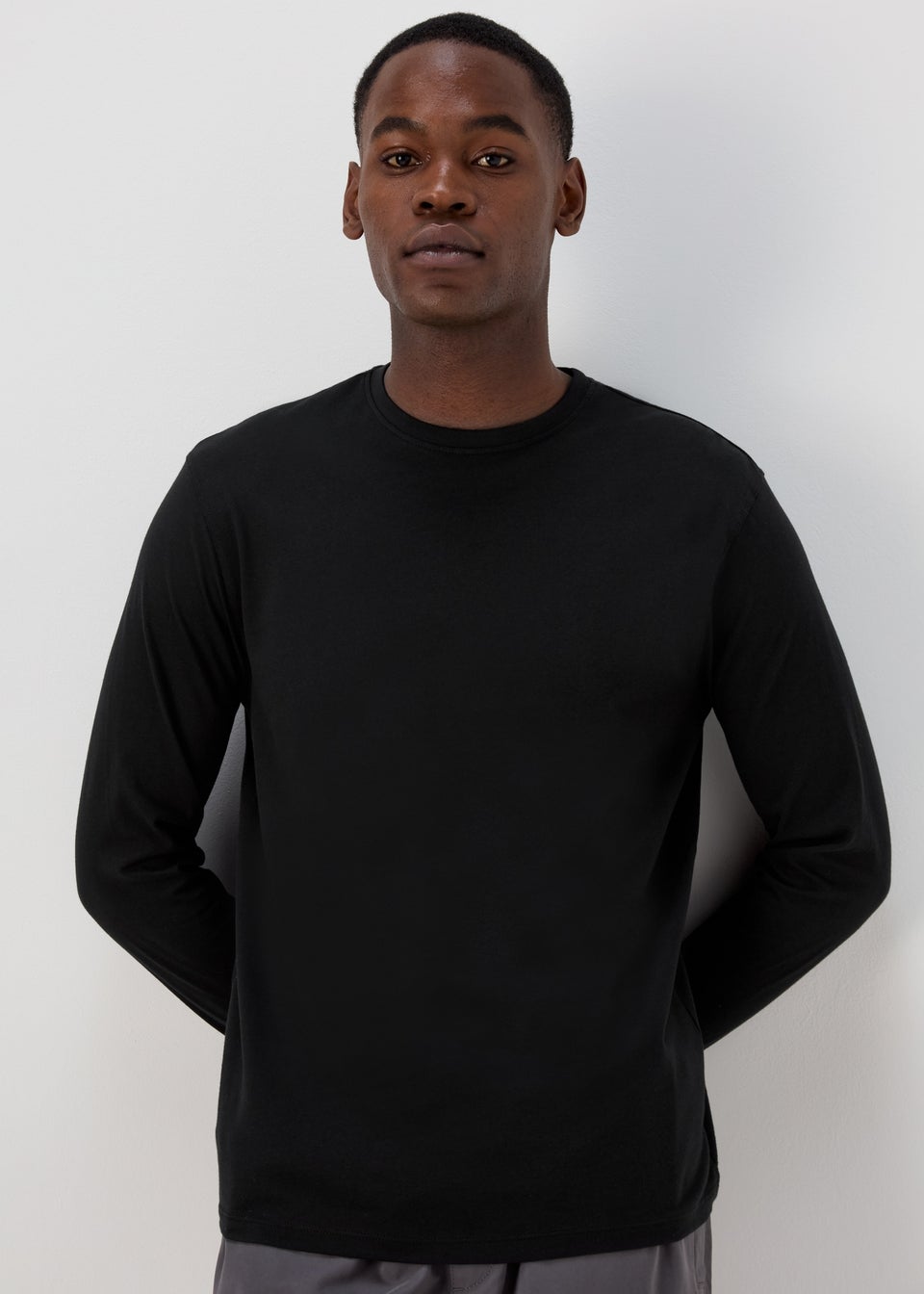 Black Essential Crew Neck Long Sleeve T Shirt