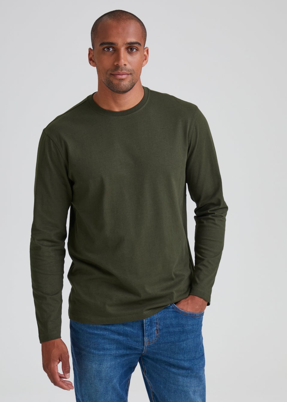 Khaki Essential Crew Neck Long Sleeve T-Shirt
