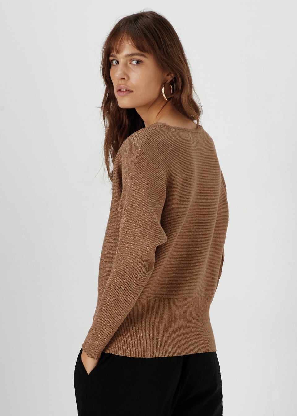 Et Vous Gold Metallic Batwing Knit Jumper