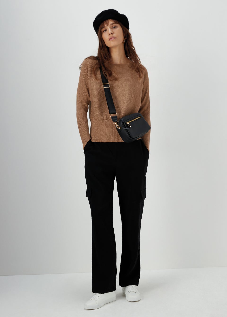 Et Vous Gold Metallic Batwing Knit Jumper