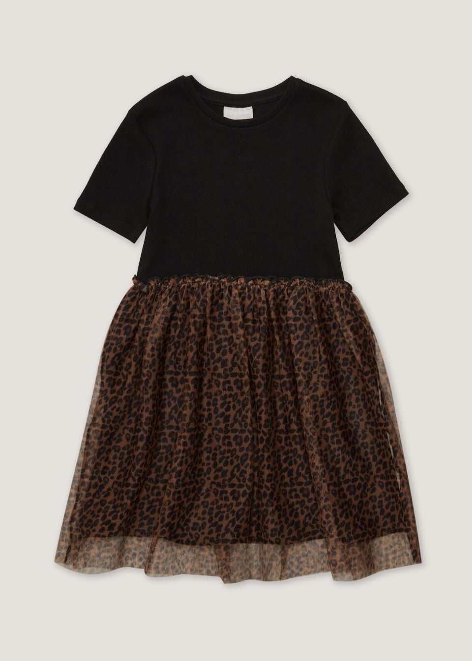 Girls Black Leopard Print Mesh Dress 4 13yrs