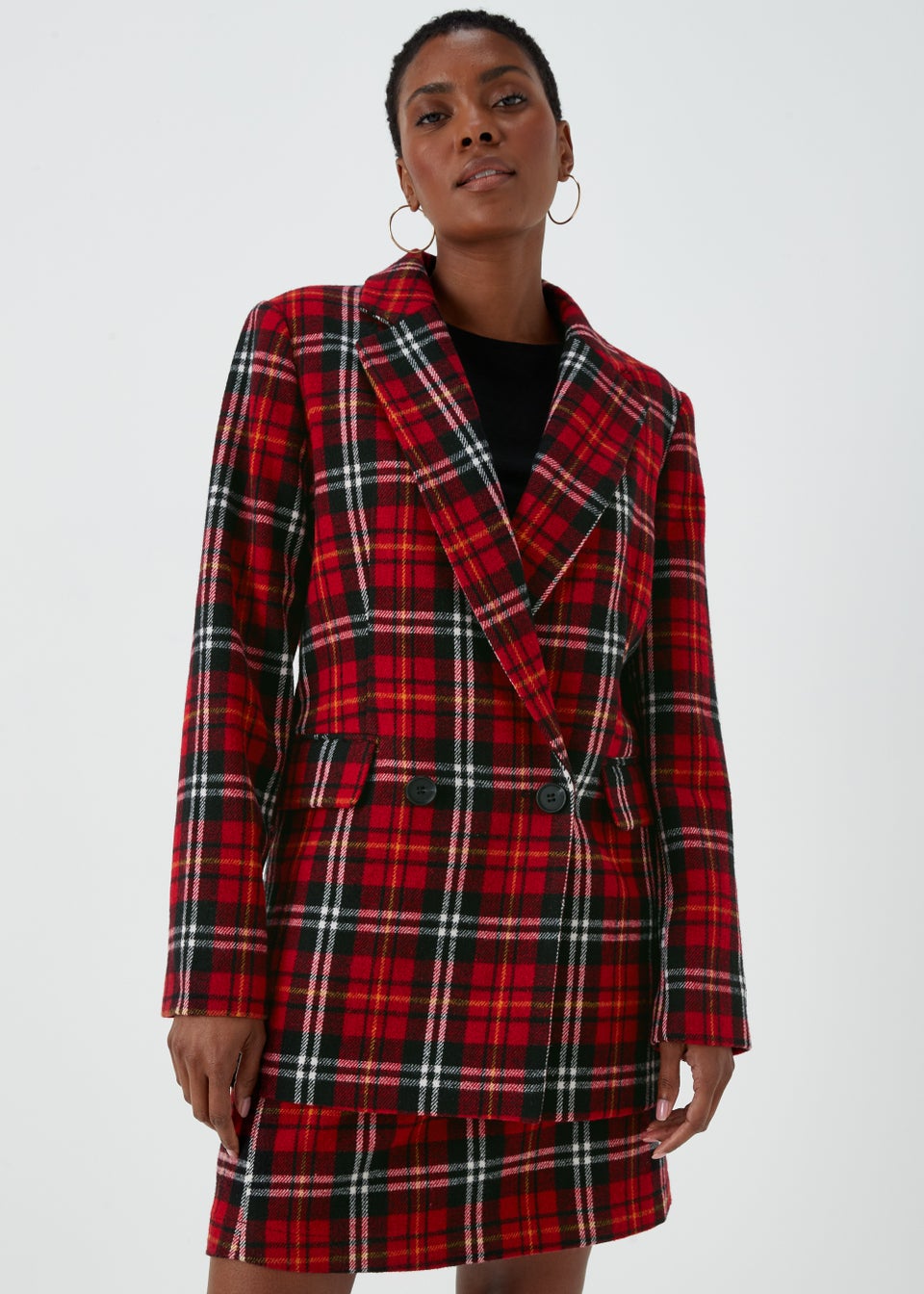Ladies red cheap tartan jacket