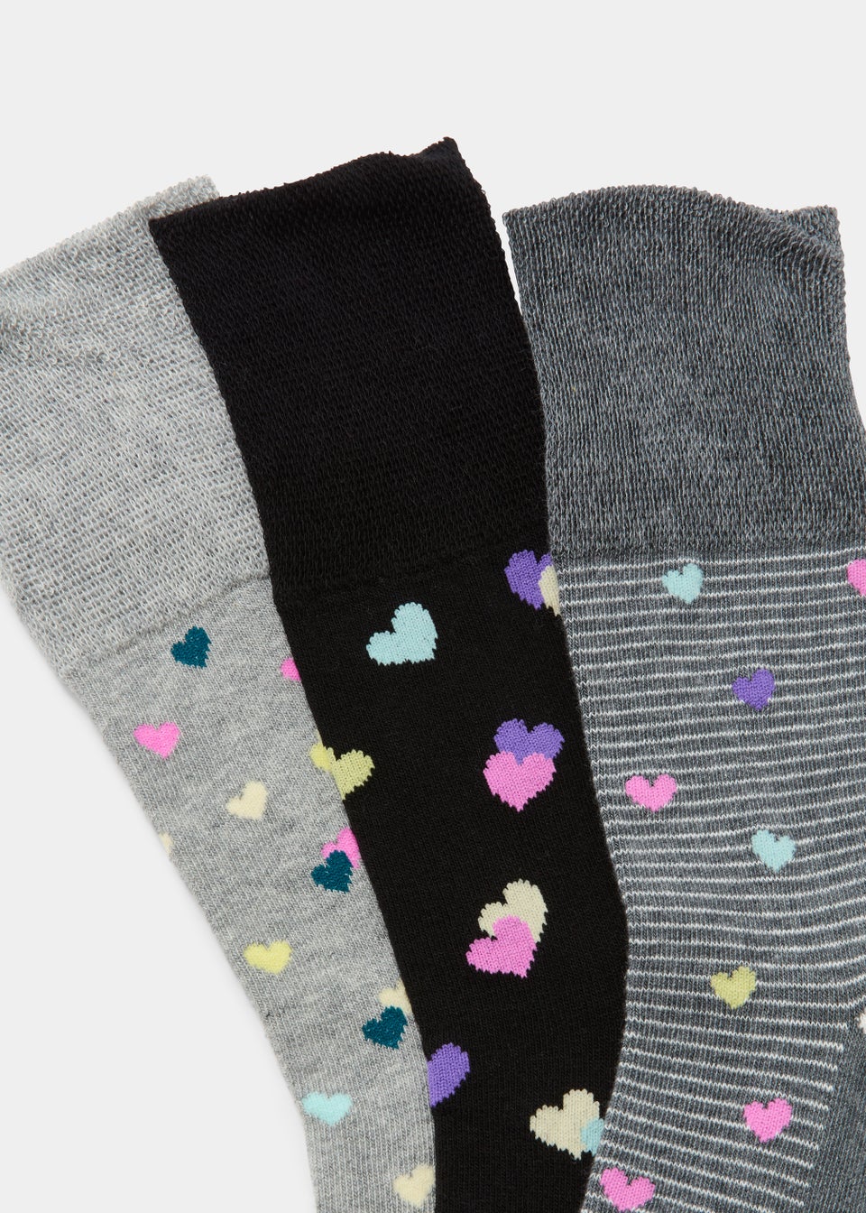 3 Pack Multicoloured Heart Socks