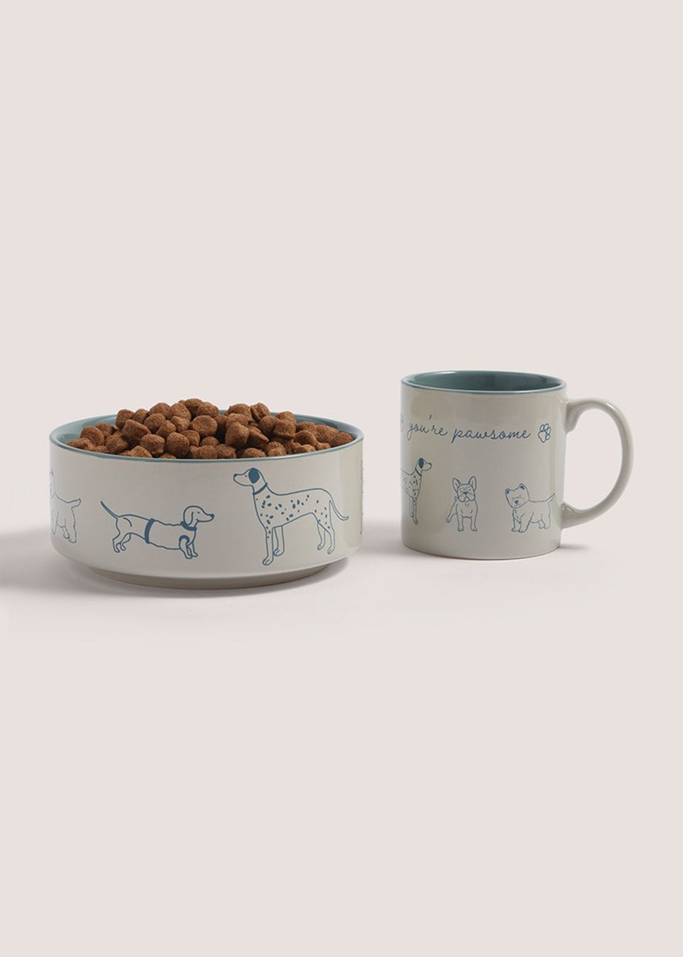 Green Human Mug & Dog Bowl Set (34cm x 19cm x 9cm)