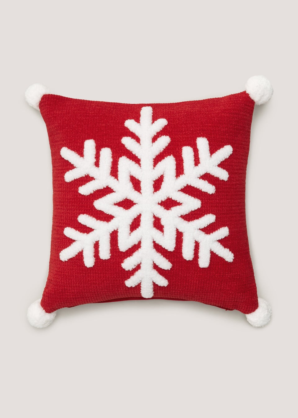 Red Tufted Snowflake Cushion (43cm x 43cm)