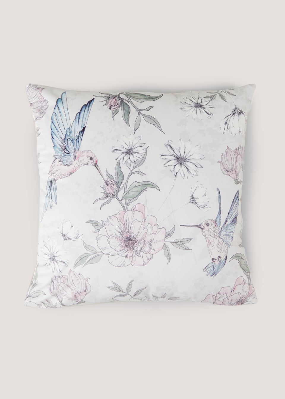 White Hummingbird Print Cushion (43cm x 43cm)