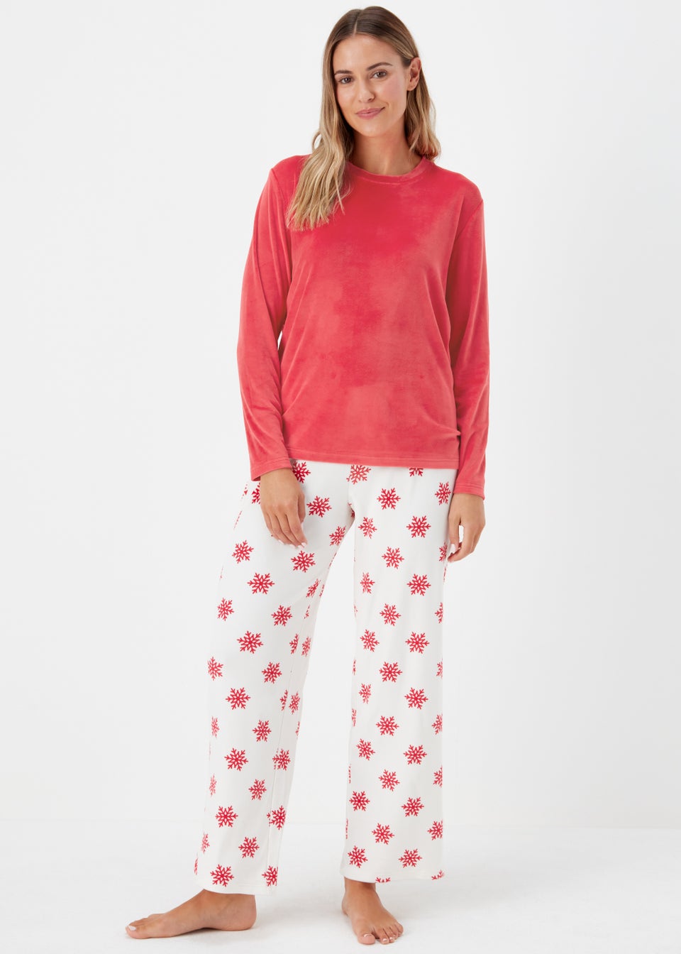 Red Snowflake Fleece Bundle Pyjama Set