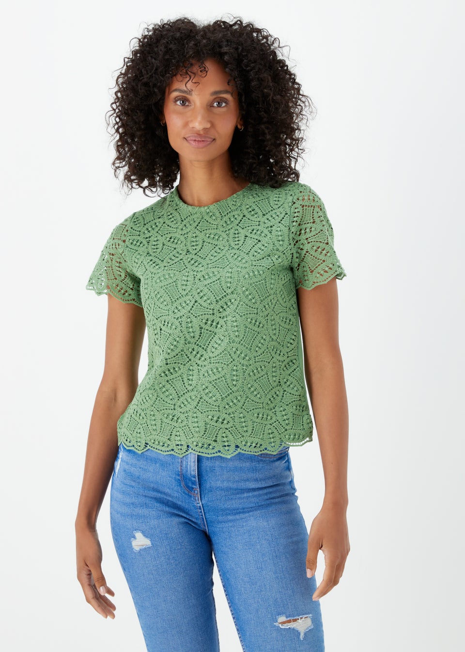 Green Lace Front Top