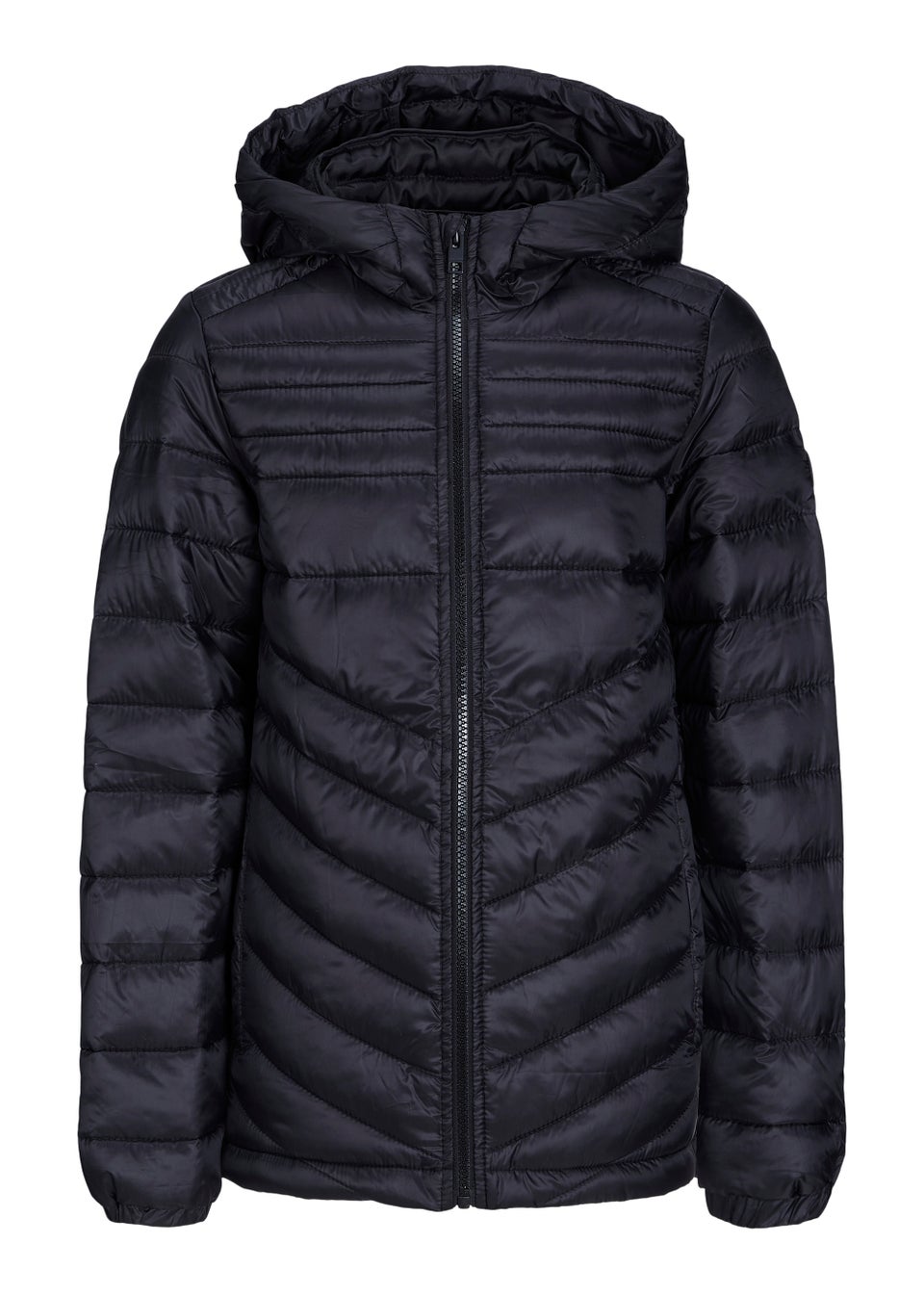 Jack & Jones Junior Black Hooded Puffer Jacket (6-16yrs)