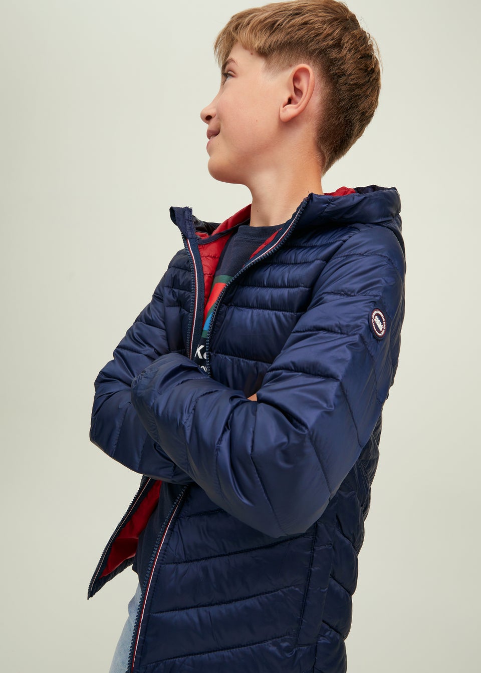 Jack & Jones Junior Navy Hooded Puffer Jacket (6-16yrs)